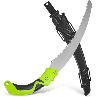 Curved Pruning Handsaw With Sheath Non-Slip Grip, Green
